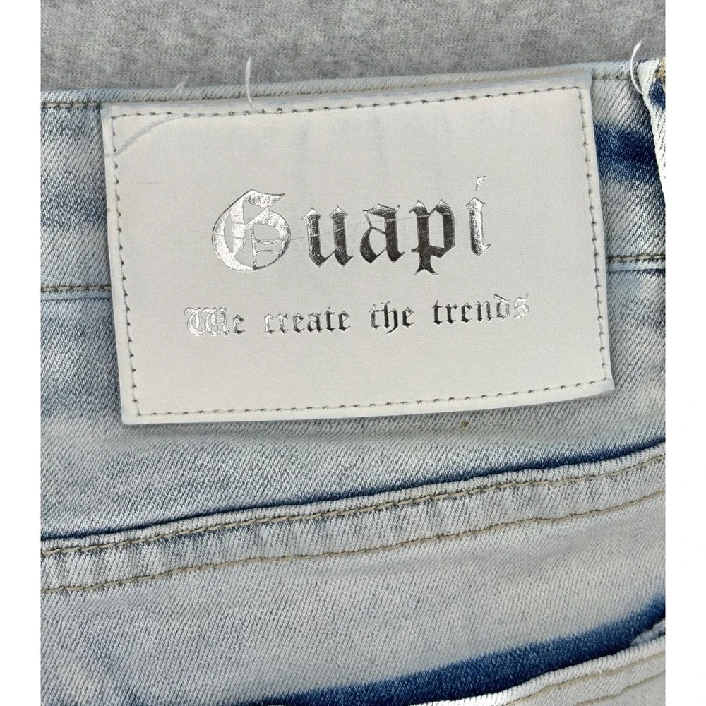 Guapi Stacked Flare Distressed Jeans Light Wash Men's Size 32
